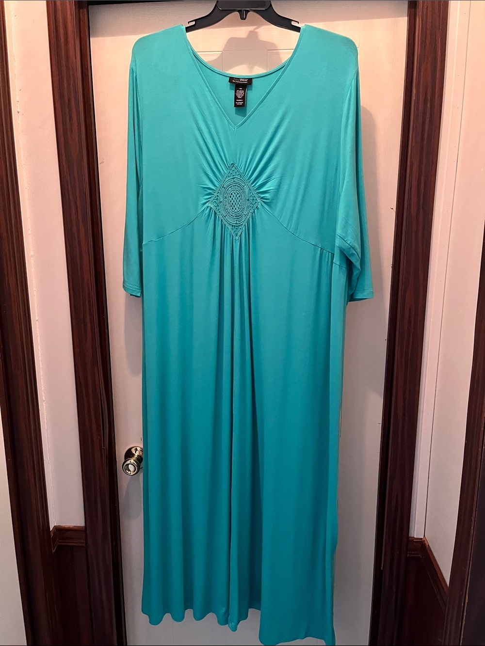 Green Embellished V-Neck Maxi Dress